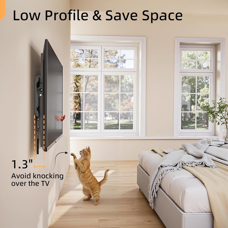 IWORKBOARD 55 65 75 85 inch Tilting TV Wall Mount for 32-90 '' TVs, Low Profile TV Mount Bracket, Safe Lock & Quick Release, Max VESA 600x400mm, 24 inch Studs,132 lbs, Fit Most 55+ 75+ 85+ 86 TVs - Image 3